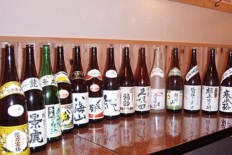 へぎそば越佐庵の日本酒ラインアップ