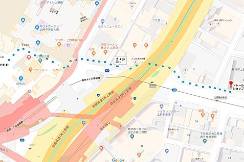 ドトールコーヒーショップ　上野浅草通り店の行き方案内（地図）
