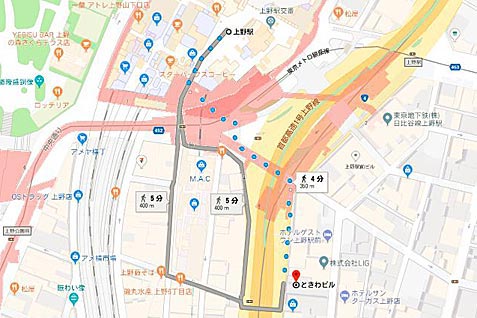 ドトールコーヒーショップ 上野昭和通り店の行き方案内（地図）