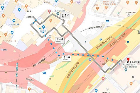 上島珈琲店　東上野店の行き方案内（地図）