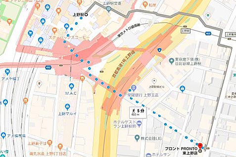 ＰＲＯＮＴＯ　東上野店の行き方案内（地図）
