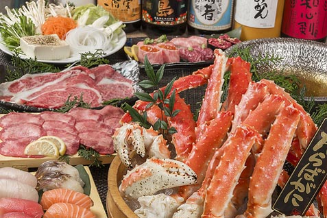 『蟹×しゃぶしゃぶ×寿司食べ放題 梅田かに食堂』のコース料理