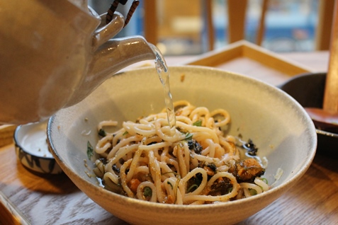 「たらこと昆布の旨煮とお出汁のスパゲティ」2