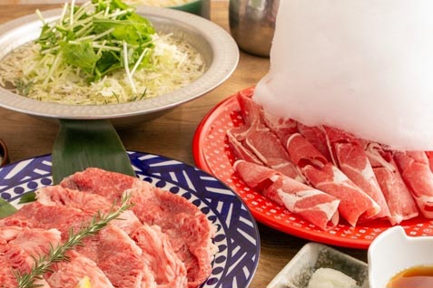 『しゃぶしゃぶ すき焼き めり乃 新宿店』の「ラムしゃぶ食べ放題コース」
