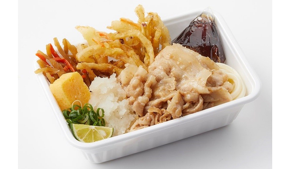 「鶏天おろしと定番おかずのうどん弁当」