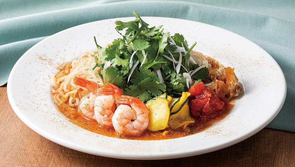 「海老とパクチーの冷麺」