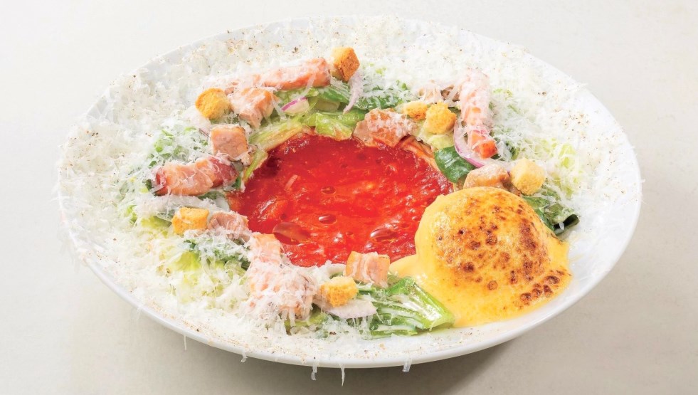 「濃厚シーザーサラダのカルボトマト冷麺～黄身と太陽がある限り～」