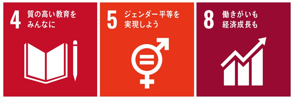 『SDGs』の「4」「5」「8」