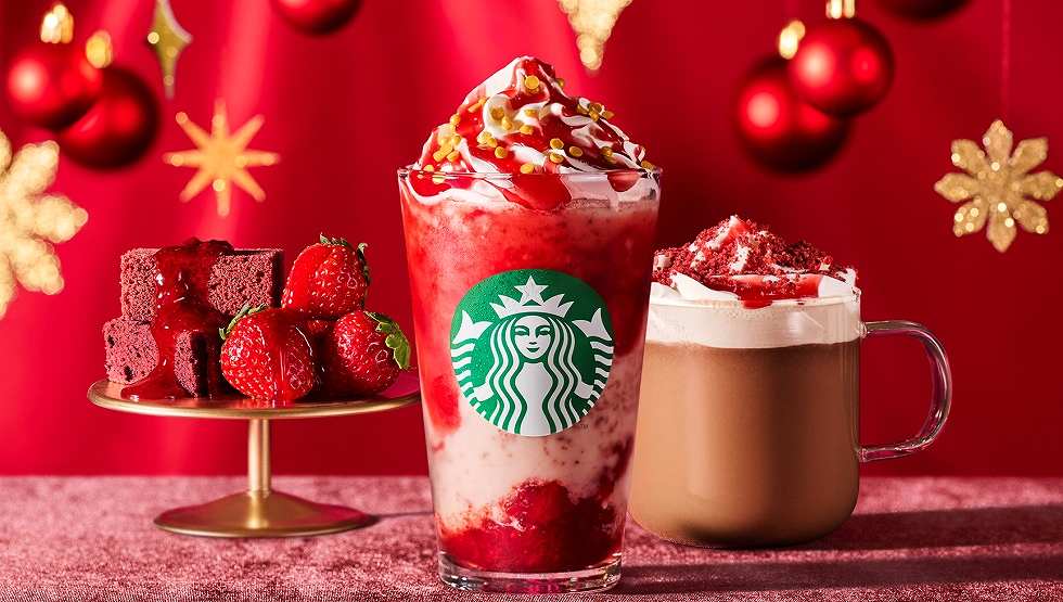 スターバックスのホリデーシーズン2022!「ストロベリー&ベルベット ブラウニー フラペチーノ」