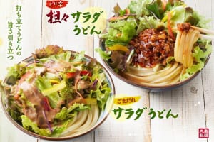 丸亀製麺・初のサラダうどん！「ピリ辛担々サラダうどん」「ごまだれサラダうどん」期間限定発売！