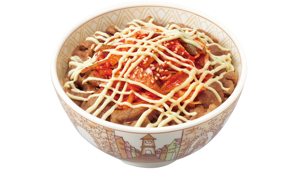 『すき家』期間限定メニュー「マヨねぎキムチ牛丼」