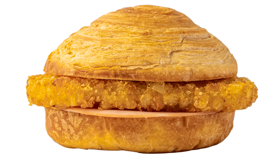台湾の朝食ブランド『麥味登(マイウェイダン)』の「ハッシュドポテト ハムデニッシュバーガー」
