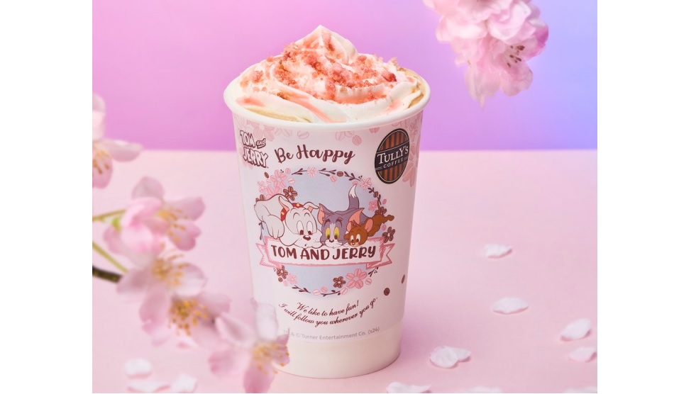 「桜舞う 苺チーズケーキラテ」