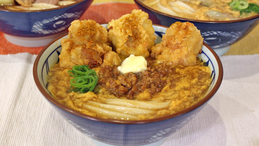 「鶏天ふわ玉カレーうどん（温）」