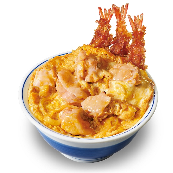 海老タレカツと親子丼の合い盛り丼」