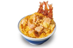 『かつや』の「海老タレカツと親子丼の合い盛り丼」
