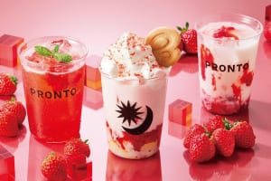 いちごのデザートドリンクが登場！『PRONTO』「つぶつぶいちごパフェラテ」4/8発売！
