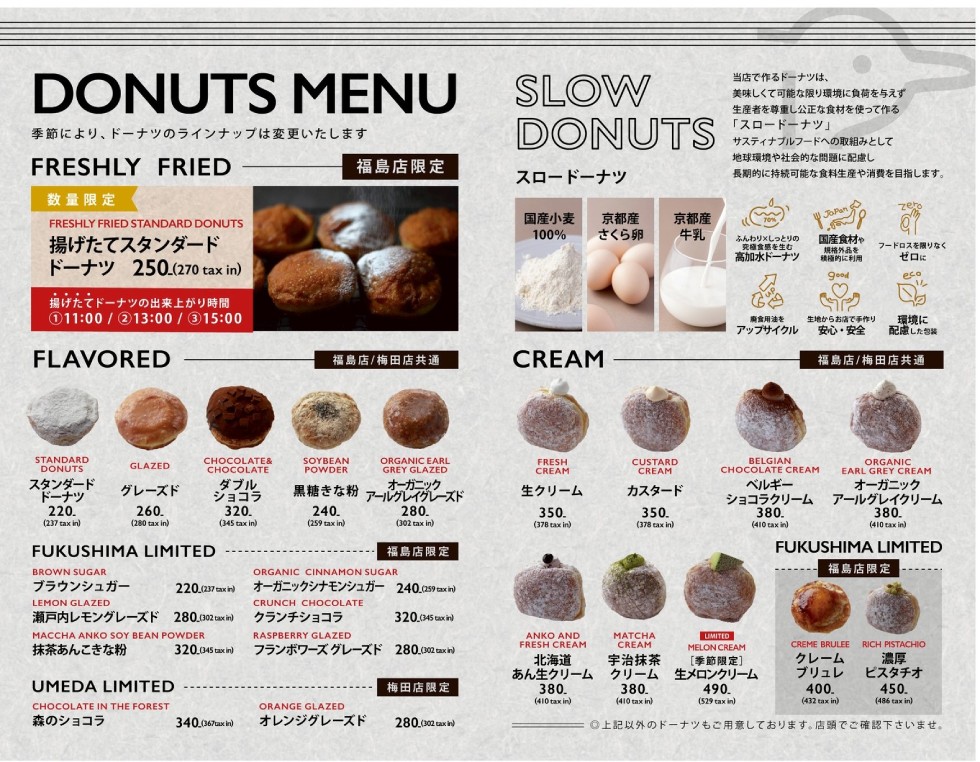 「STANDARDDONUTS阪急大阪梅田駅店」のラインアップ