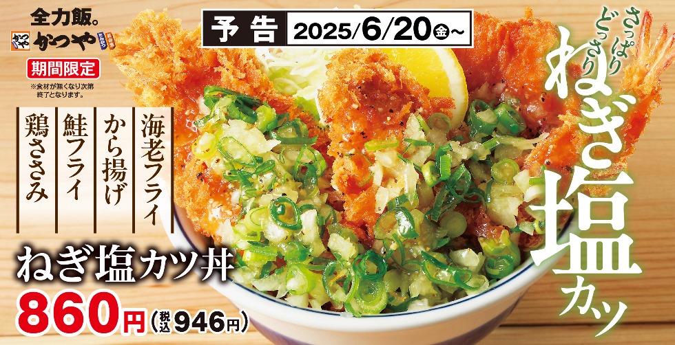 『かつや』の「ねぎ塩カツ丼」6/20より発売