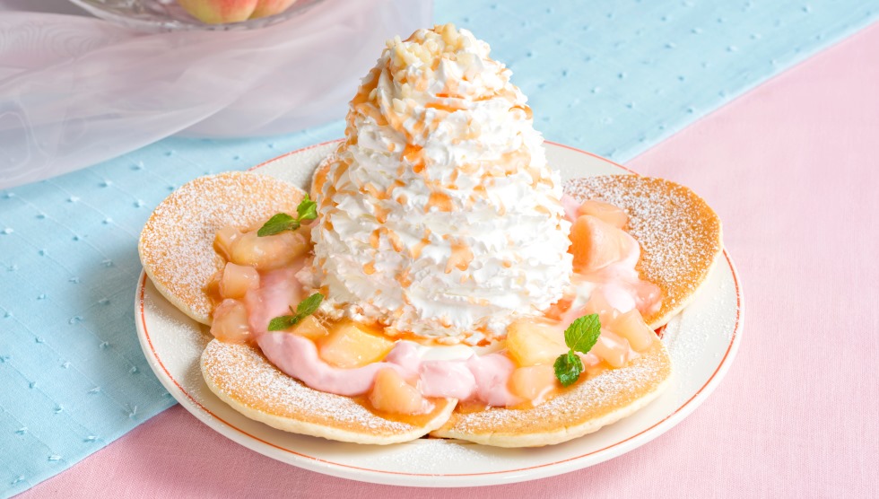 「白桃のパンケーキ」