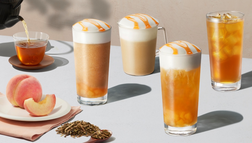 ふんわり”ムースの「白桃とほうじ茶のムース ティー フラペチーノ®」