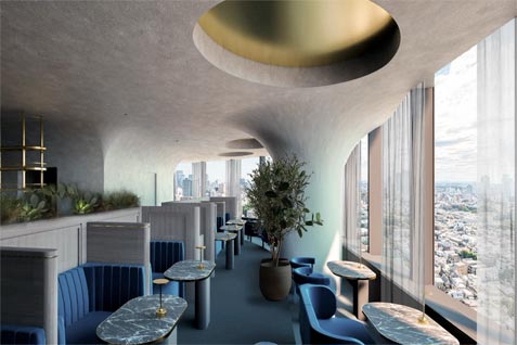 『そらとさかなとオイスター Wharf』の店内