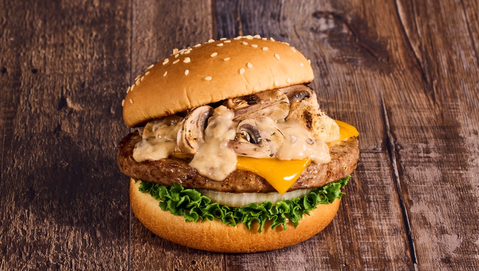 「マッシュルームチーズバーガー　ポルチーニクリームソース」
