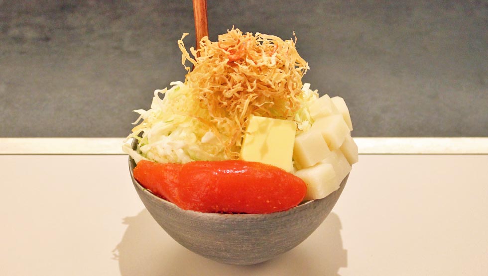 『月島もんじゃ こぼれや 縁（ゆかり）』の「明太餅 ～最高級博多明太子に餅を添えて～」